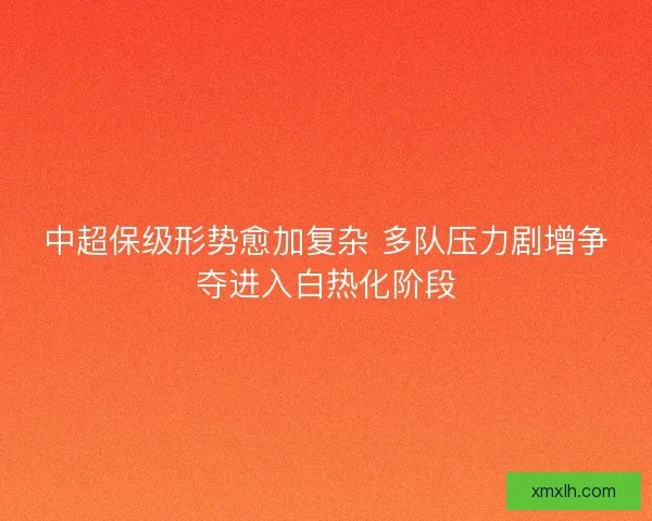 中超保级形势愈加复杂 多队压力剧增争夺进入白热化阶段