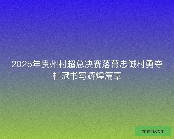 2025年贵州村超总决赛落幕忠诚村勇夺桂冠书写辉煌篇章